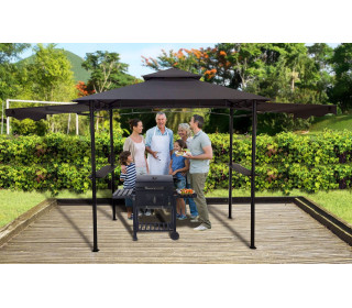 Grillező Pavilon Kb. 2,5 x 1,5 m Pavilon Sátor Grillezéshez Antracitszürke Kerti Pavilon Kerti Kiegészítők Erkély Ponyva Terasz Porfestett Istálló Grillező Kiegészítők Napvédelem Grill