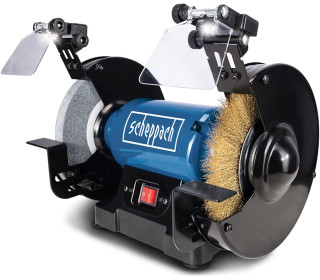 Scheppach dupla köszörű SM200LB LED világítással 230 V 500 watt fenőkő 200 x 20 mm K36 drótkefe 16 mm szélesség