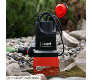 Scheppach DWP750 szennyvíz kombinált szivattyú - 750W | 20000L/h áramlási sebesség | 0,8 bar szivattyúnyomás | 7m merülési mélység