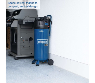 Scheppach HC51V kompresszor (1500 W, 50 L, 10 bar, szívóteljesítmény 220 l/perc, nyomásszabályozó, olajmentes,