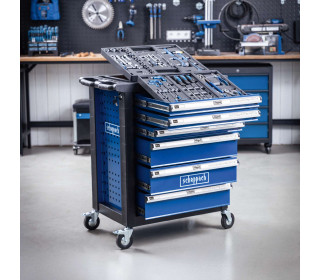 Szerszámoskocsi TW1150 műhelykocsi - 70 darabos | Max. 200 kg teherbírás | Zárható fiókok | Króm-vanádium acél szerszámok