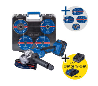 Scheppach C-ATB15/1-X akkus sarokcsiszoló - 20V | 125 mm átmérő | 2500-10000 fordulat/perc sebesség | Tok és 15 darabos tartozékkészlet | Akkumulátorral és töltővel