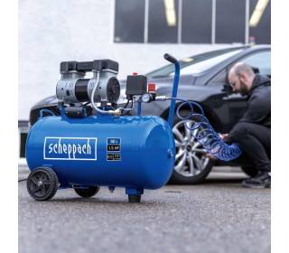 Scheppach HC52SI Csendes Dupla Hengeres Kompresszor 50Literes | Üzemi Nyomás 8 Bar