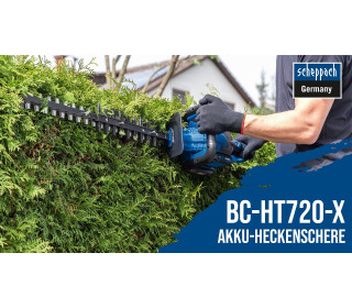 Scheppach BC-HT720-X akkus sövényvágó Aksival töltővel!Szénkefe nélküli Vágási hossz 650 mm Vágási kapacitás 30 mm